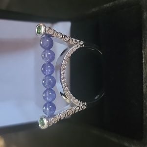 4.25 ctw Tanzanite, Multi Gemstone Spinning Beaded Ring